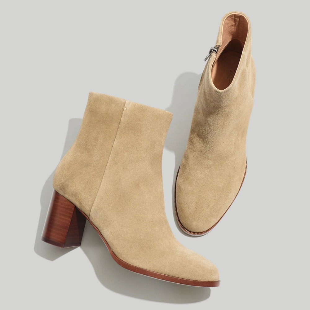 Madewell Side Seam Ankle Boot in Tan Suede